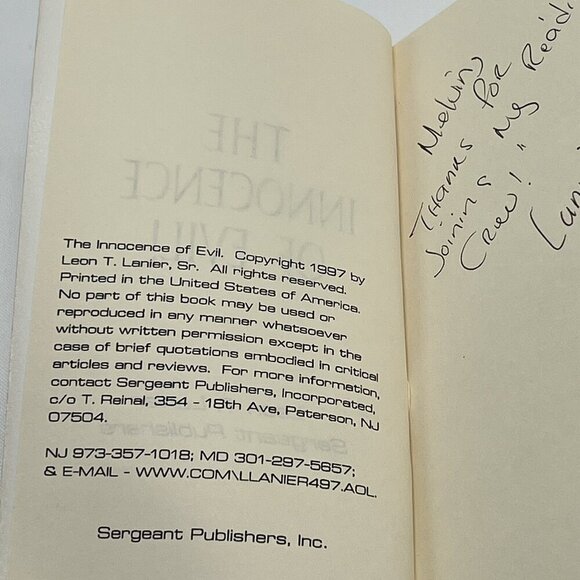 The Innocence of Evil Leon Thomas Lanier 1997 Detective Nate Bishop Paperback - Picture 3 of 7